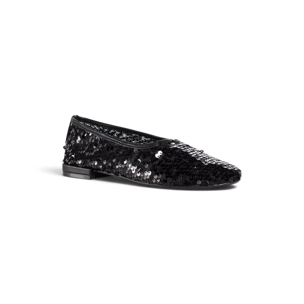 AQUA Women's Giana Embellished Black Ballet Sequin Flats, NWT! Size 8M